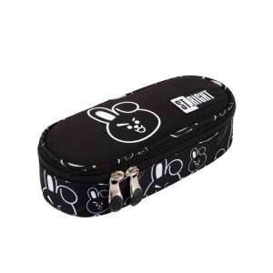 St.Right Clever Bunny ovális tolltartó, fekete színben, nyuszis mintával, 23cm - Unipap