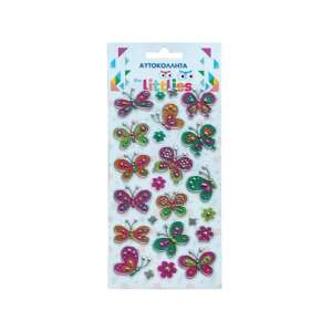 The Littlies Színes pillangók 3D pufi matrica szett 10x22cm-es íven - Luna