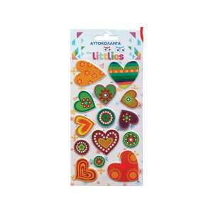 The Littlies színes szívecskés 3D pufi matrica szett, 10x22cm-es íven - Luna