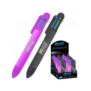 Must Team 6 színű golyóstoll, fekete és lila, 0.7 mm-es, behúzható, többszínű tintával - Luna