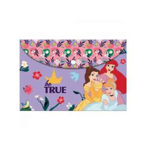 Dosar din plastic A4 Luna cu printese Disney Belle, Ariel și Cenușăreasa, cu mesajul 'be TRUE' - Huse de protecţie acte