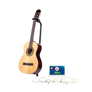 IdeallStore® klassische Holzgitarre mit Ständer und Saiten, 95 cm - Musikinstrumente