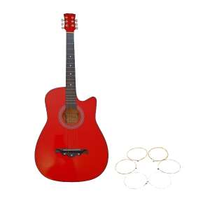 IdeallStore® Klasszikus akusztikus gitár, 95 cm, piros, húrokkal - Hangszer
