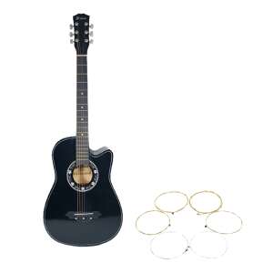 IdeallStore® acoustic guitar with strings, black, 95cm - Art & Craft