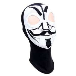 IdeallStore® Vendetta Assault cagulă, neagră, unisex, mărime universală, bumbac, cu găuri pentru ochi și design imprimat - Schiuri