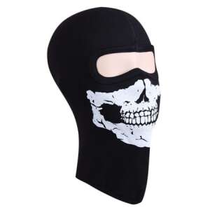 Black skull balaclava with eye holes, IdeallStore® unisex balaclava, Adventure Skull, cotton, one size, skull print, black - Skiing