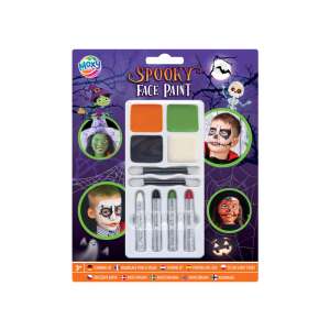 Set de pictură pe față Moxy Spooky pentru Halloween, include vopsele, aplicatoare și exemple de look-uri - Vopsele pentru fata