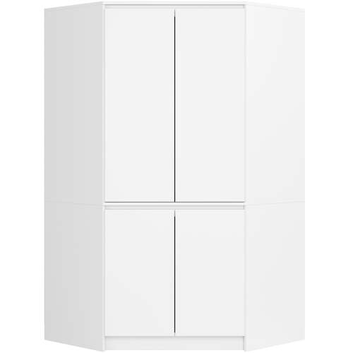 AKORD CLP Fehér Sarok Ruhásszekrény, 4-Ajtós Laminált Szekrény