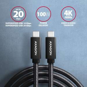 AXAGON SPEED+ USB-C auf USB-C 20 Gbps Kabel, 100W Power Delivery, 4K Ultra HD Video- und Audioübertragung - AXAGON