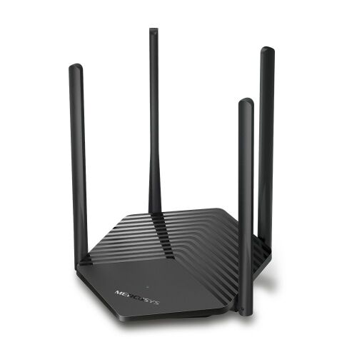 Mercusys MR60X AX1500 dvojpásmový Wi-Fi 6 router, čierny, uhlový pohľad