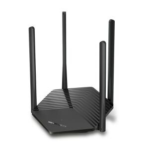 Mercusys MR60X AX1500 kétsávos Wi-Fi 6 router, fekete, ferde nézet - Mercusys