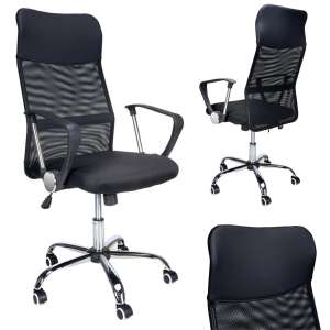 Krzesło biurowe Funfit Xenos czarne z siatkowym oparciem i regulowaną wysokością - Meble