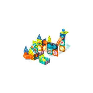 Magnetic building blocks with ball run, 42 pieces, colorful, transparent, for kids, creative play - Magnetic building game