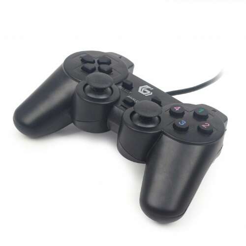 Gembird JPD-UDV-01 USB PC Dual Vibration Gamepad, czarny, widok pod kątem