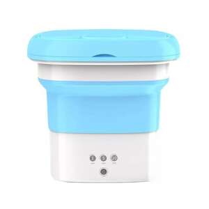 Mini Washing Machine for Home Use, Travel, Hiking, Cleaning and Sterilization with Ultrasound and BlueLight, Portable, Foldable, with Spin Function, 30W, Light Blue