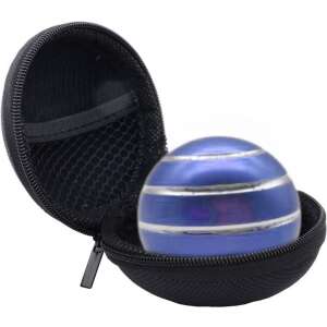 Premium Metal Gyro Desk Toy, Spinner, Stress Reliever, Anxiety, ADHD, Spherical, with Storage Pouch, 54 mm, Aluminum, Blue