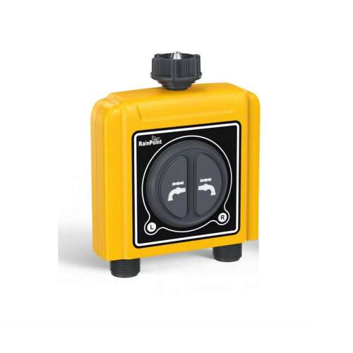 Cronometru inteligent de irigare cu două zone RainPoint TTV203WRF, galben, 2 valve, conexiuni de 3/4 de inch