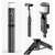 Q12s Selfie Stick with built-in LED light, detachable Bluetooth remote control, extendable aluminum alloy rod, hidden tripod