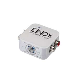 LINDY Lip SYNC Corrector, Audio-Verzögerungskorrektor, weiß, klein, mit Knopf und RCA-Anschlüssen - USB-Konverter