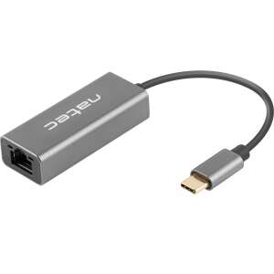 Adaptor Ethernet Gigabit USB-C Natec NNC-1925, gri, plug and play, conexiune rapidă la internet - Natec