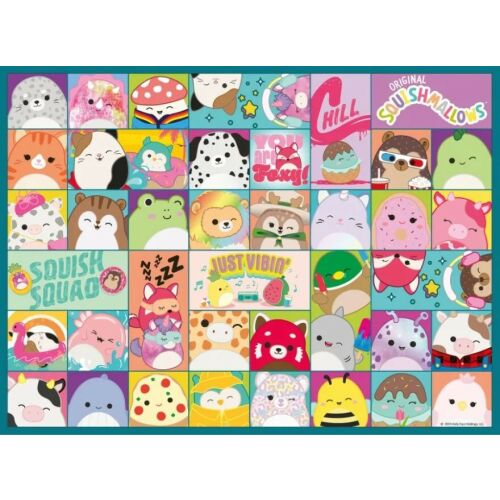 Puzzle Ravensburger Squishmallows de 100 de piese cu diverse personaje Squishmallow