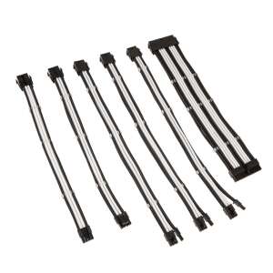 Zestaw przedłużaczy kabli do zasilacza modułowego Kolink Core Adept, czarny i biały, 6 plecionych kabli - Kolink