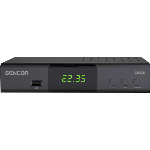 Sencor SDB 5007T DVB-T2 Set-Top Box, black, front view