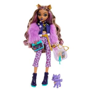 Lalka Monster High Clawdeen Wolf ze zwierzakiem Crescent, akcesoriami i stylowym strojem - Mattel Baba