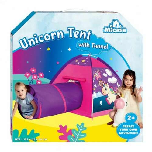 Micasa Einhorn-Zelt mit Tunnel, rosa und lila Spielzelt mit Tunnel für Kinder, Indoor- und Outdoor-Spiel