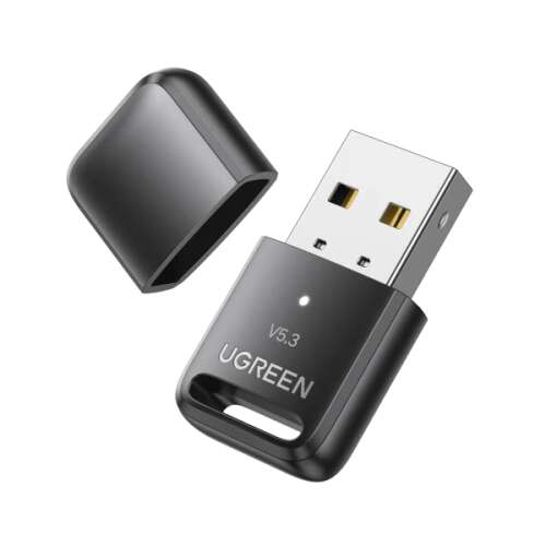Ugreen Bluetooth 5.3 USB adapter, fekete, kicsi, vezeték nélküli, PC-hez, laptophoz, asztali számítógéphez