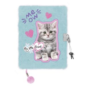 My Little Friend Mint Kitty cicás plüss napló lakattal, A5 méret - Napló