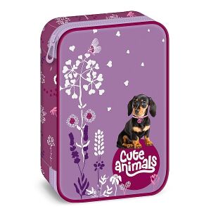 Ars Una Tacskós Tolltartó - Többszintes, cipzáras tolltartó aranyos kutyás mintával - Ars Una Tolltartó