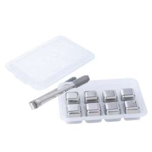 Klausberg KB 7651 Stainless Steel Ice Cubes with Tongs and Stand, 8 pcs, Reusable, Inox 103217865 - Ice cube tray