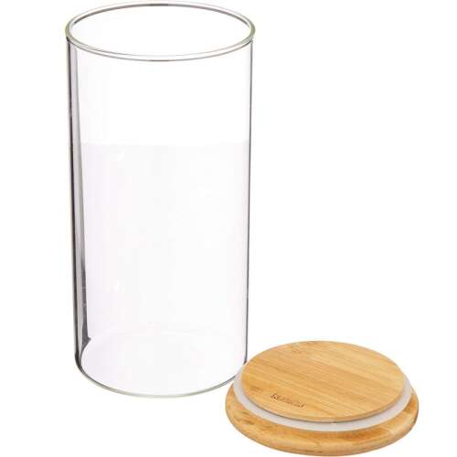 Borcan depozitare Kesper 38009, 0.800l, Sticla, Capac bambus, 10x20cm, Transparent 103217965