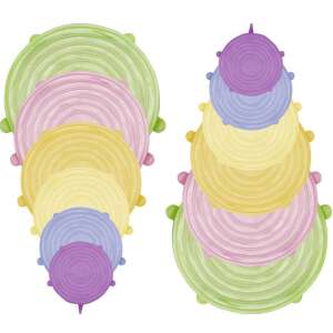 Set de capace din silicon Beper C102COC101, 6.5-20.5 cm, Temperatura de la -20 la +230C, BPA gratuit, Multicolor 103218036 - Capace de oale