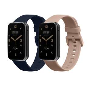 Каишки за часовник Kwmobile за Xiaomi Mi Band 7 Pro, черни и кремави силиконови каишки - Каишка за умен часовник