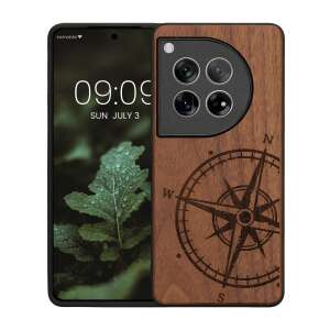 Kwmobile OnePlus 12 Compass Wood Case with Phone Display - Phone Case