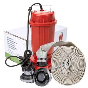 WQD10 merülő szivattyú tömlővel és szerelvényekkel, 1100W, 2 hüvelykes csatlakozások, 20m tömlő - Öntözés