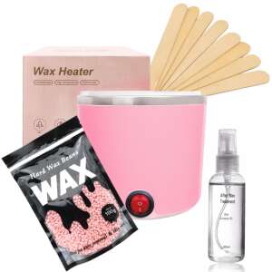Mini-Wachserwärmer-Set mit Wachskörnern, Holzspateln und After-Wax-Behandlungsöl - Haarentfernung & Rasur