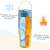 Blue and yellow gradient stainless steel tumbler with handle, 820 ml, keeps drinks hot and cold