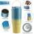 Blue and yellow gradient stainless steel tumbler with handle, 820 ml, details