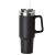 Black 1200ml tumbler with handle and straw on white background