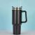 Large black 1200ml tumbler with handle and straw