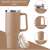 Brown stainless steel travel mug with handle, lid, and straw, 1200 ml capacity