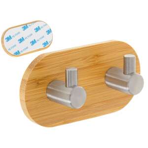 Bambusz alapon öntapadós akasztó 2 horoggal