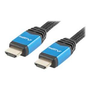 Lanberg HDMI kábel, 1 méter, fekete, prémium, nagy sebességű, 4K, 3D, HDR, Ethernet - HDMI kábel