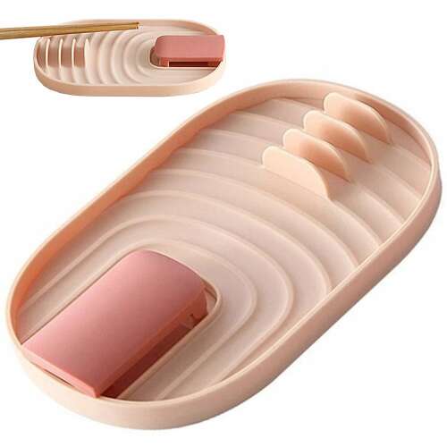 Розова поставка за кухненски прибори с поставка за капаци, поставка за шпатула и поставка за лъжица