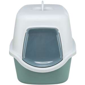 Trixie Fedett Alomtálca Vico macskaalom tálca, zsálya zöld és fehér színben, átlátszó műanyag ajtóval - Trixie