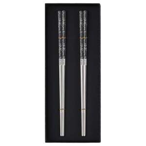 LUDORA® 2-piece Stainless Steel Chopstick Set, Silver with Colorful Flower Pattern, Dishwasher Safe 103279545 - Disposable Cutlery