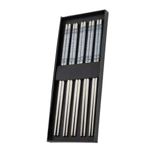 LUDORA® 5-Piece Stainless Steel Chopstick Set, Waterproof, Colorful Floral Pattern, Silver 103279546 - Disposable Cutlery